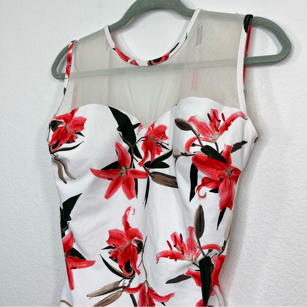 Albion White One-Piece Swimsuit with Coral Floral Print - Picture 3 of 14